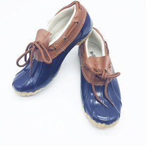 WESTERN CHIEF 7M Rain Duck Moccasin Slip On Navy / Brown Leather Womans